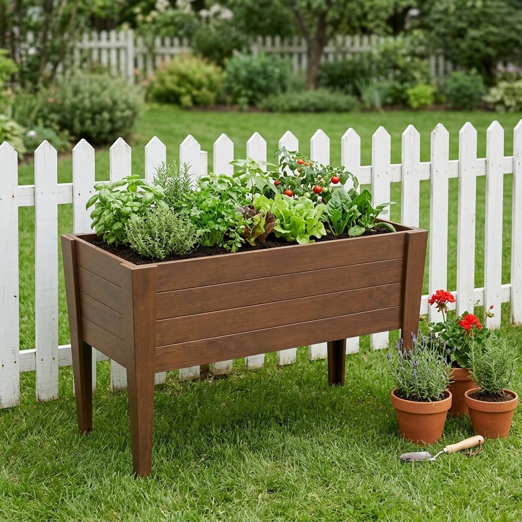 30" X 18" Walnut Heavy Duty Plastic Rectangular Raised Garden Bed Homeroots Outdoor