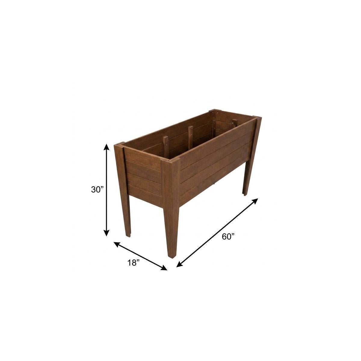 30" X 18" Walnut Heavy Duty Plastic Rectangular Raised Garden Bed Homeroots Outdoor