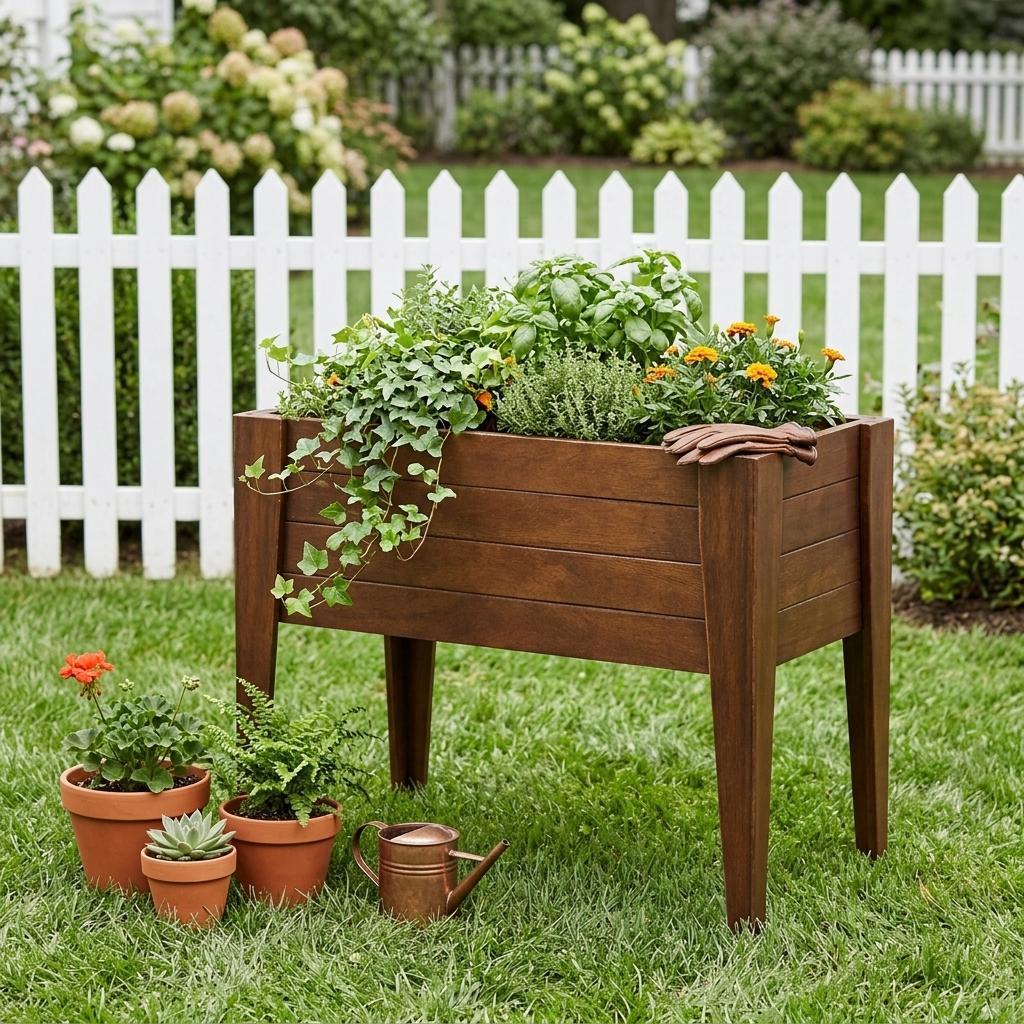 30" X 18" Walnut Heavy Duty Plastic Rectangular Raised Garden Bed Homeroots Outdoor