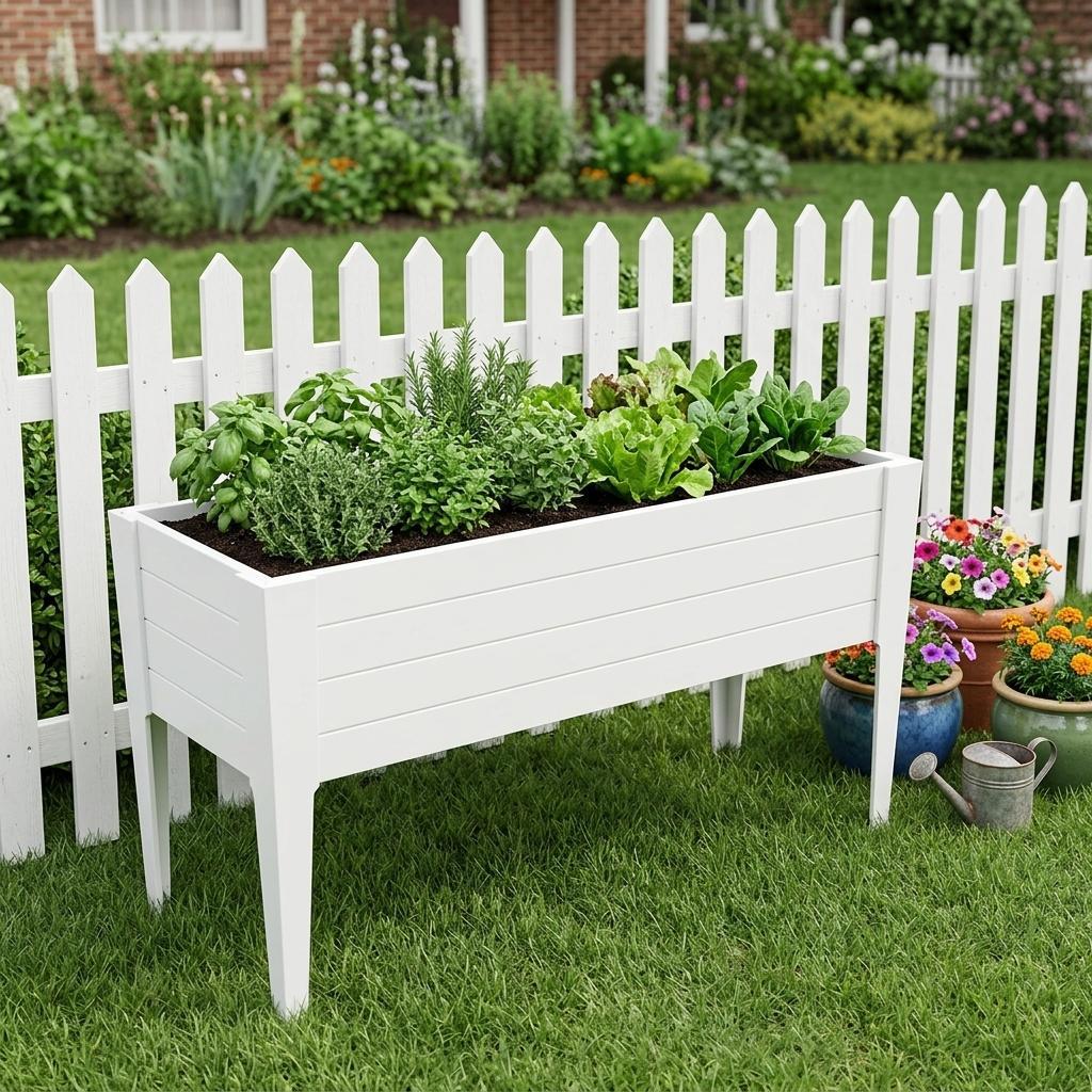 30" X 18" White Heavy Duty Plastic Rectangular Raised Garden Bed Homeroots Outdoor