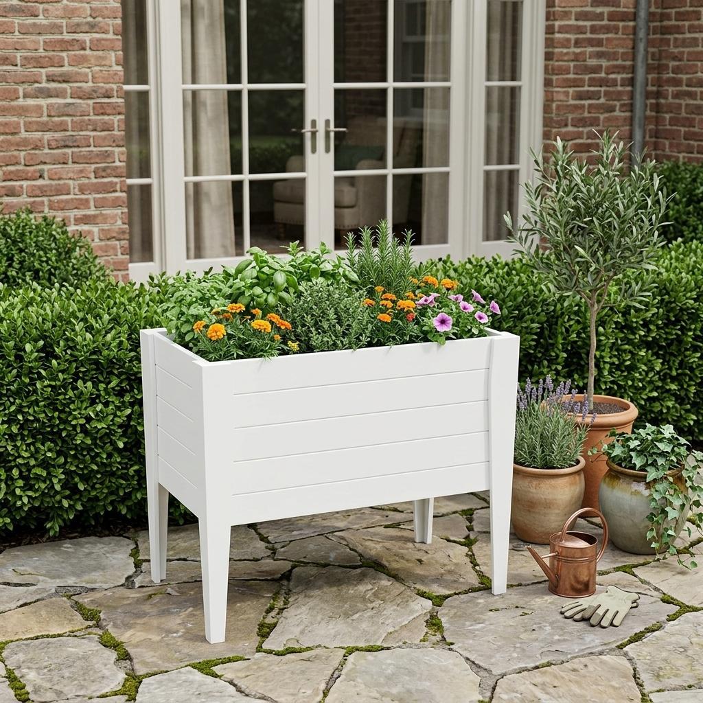 30" X 18" White Heavy Duty Plastic Rectangular Raised Garden Bed Homeroots Outdoor