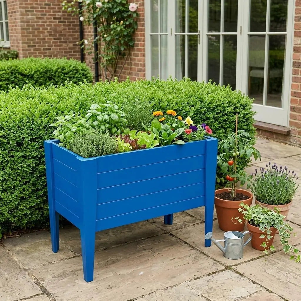 30" X 36" Blue Heavy Duty Plastic Rectangular Raised Garden Bed Homeroots Outdoor