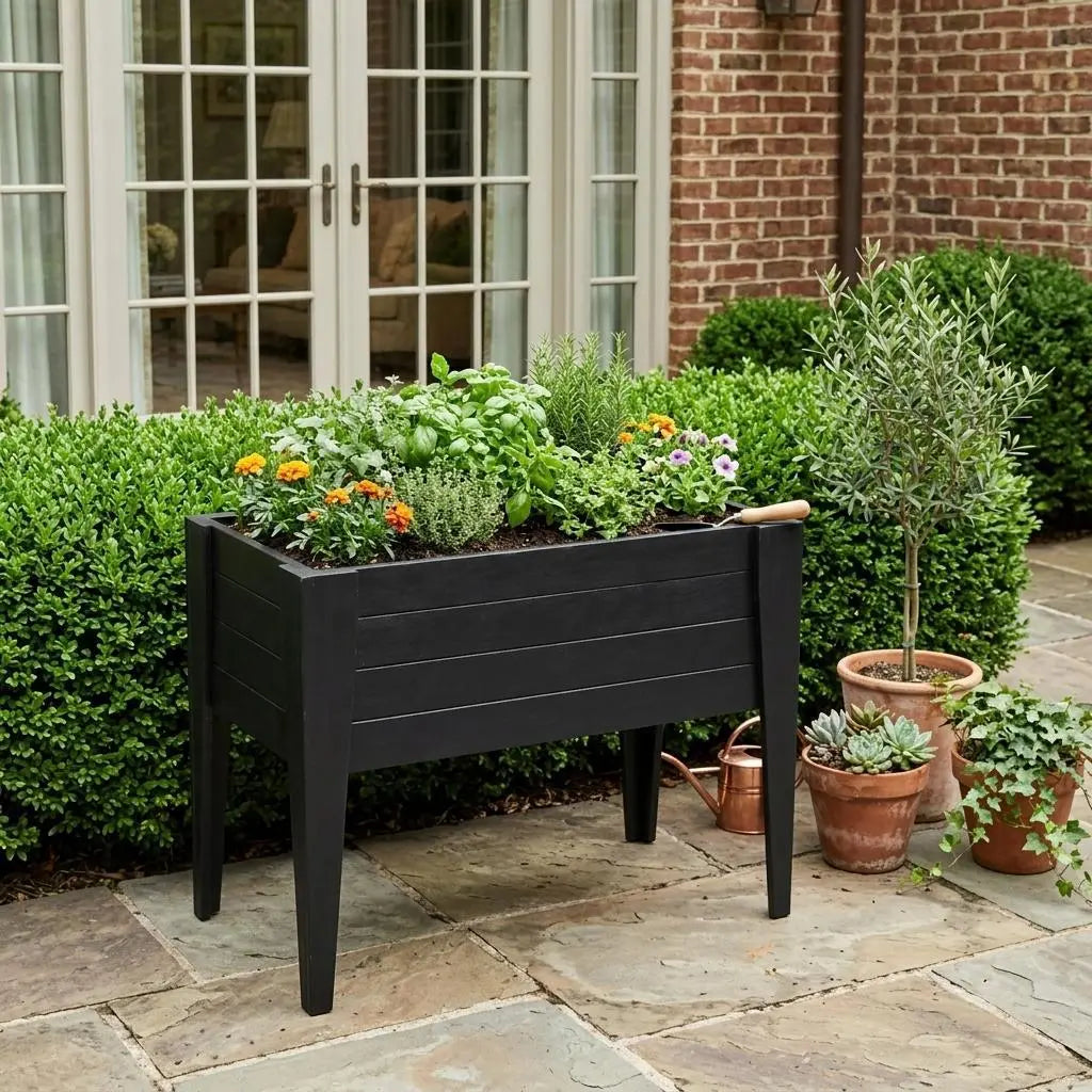 30" X 48" Black Heavy Duty Plastic Rectangular Raised Garden Bed Homeroots Outdoor