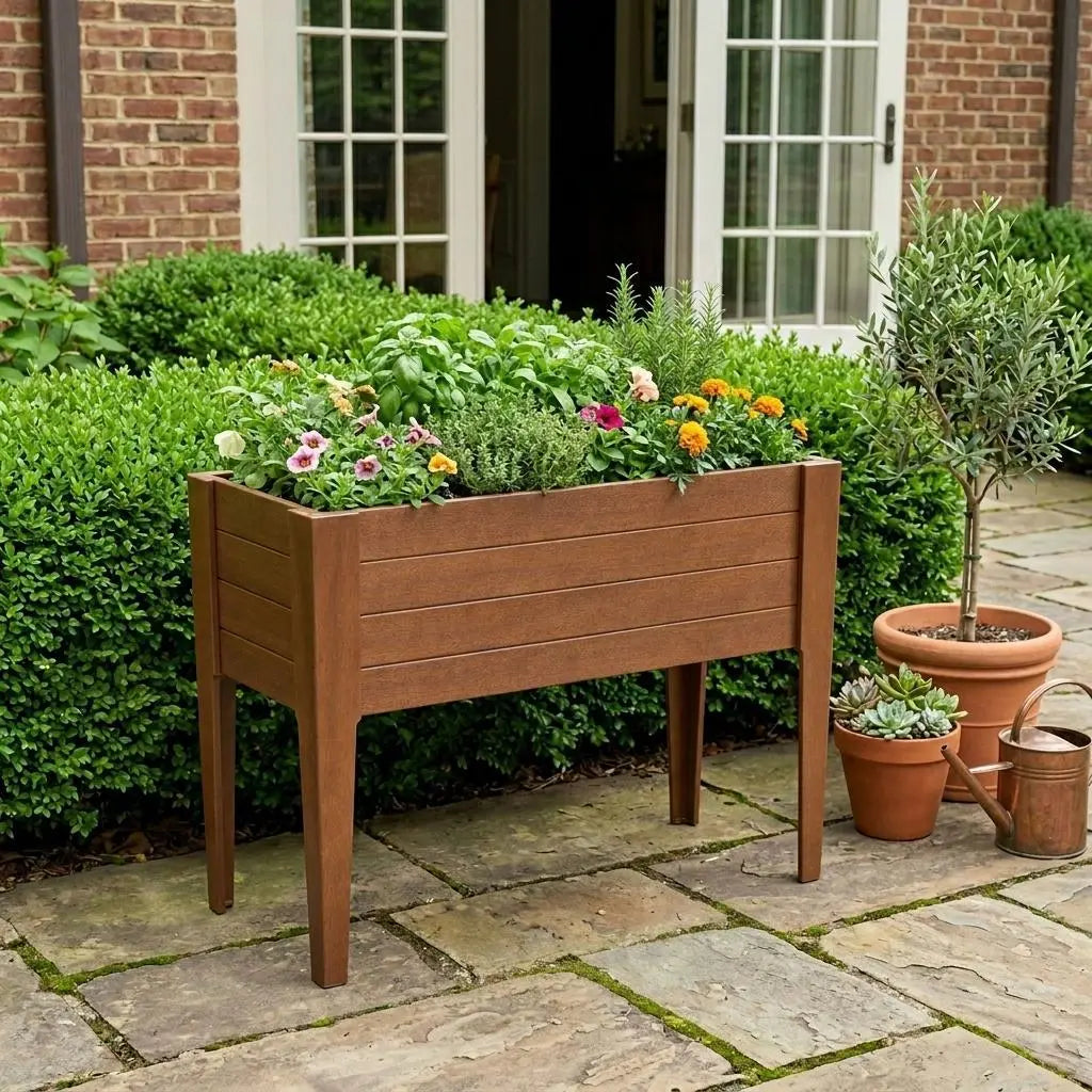 30" X 72" Walnut Heavy Duty Plastic Rectangular Raised Garden Bed Homeroots Outdoor