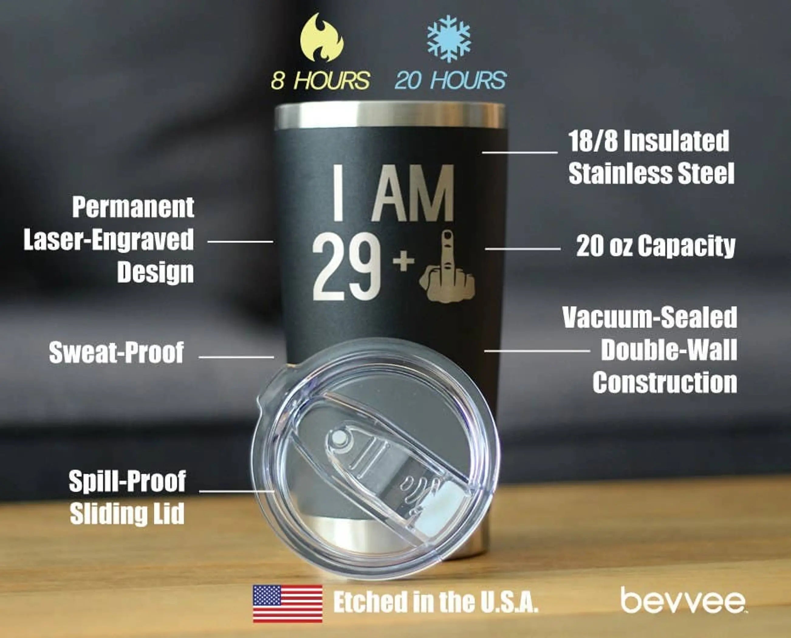 30th Birthday Gifts - Middle Finger Insulated Travel Tumbler Bevvee