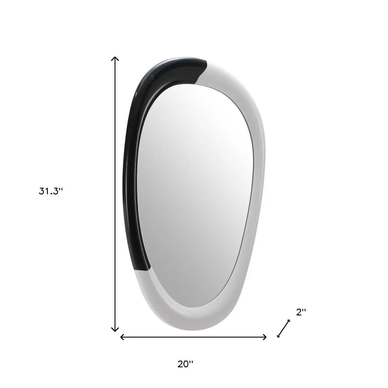 31" Black And White Steel Oval Geometric Framed Accent Mirror Homeroots Bed & Bath