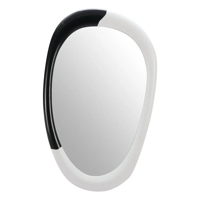 31" Black And White Steel Oval Geometric Framed Accent Mirror Homeroots Bed & Bath