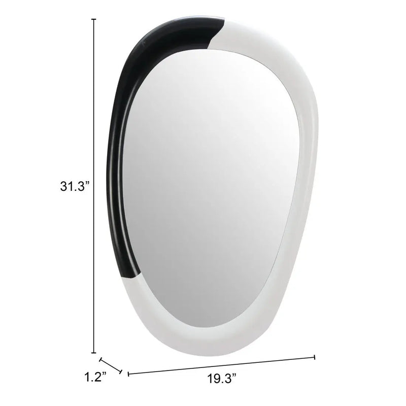 31" Black And White Steel Oval Geometric Framed Accent Mirror Homeroots Bed & Bath