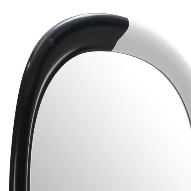 31" Black And White Steel Oval Geometric Framed Accent Mirror Homeroots Bed & Bath
