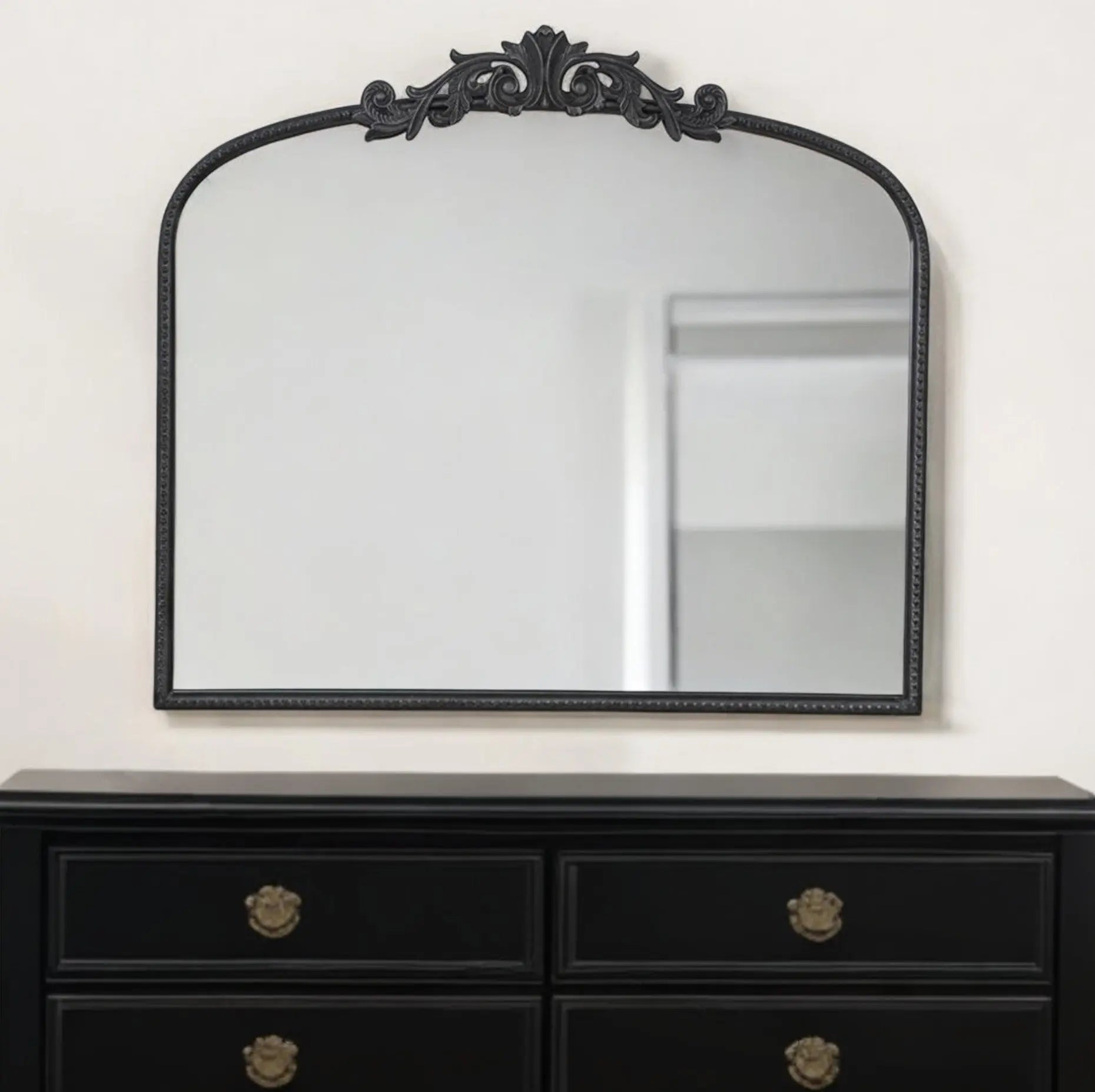 31" Black Arch Iron Framed Accent Mirror Homeroots Bed & Bath