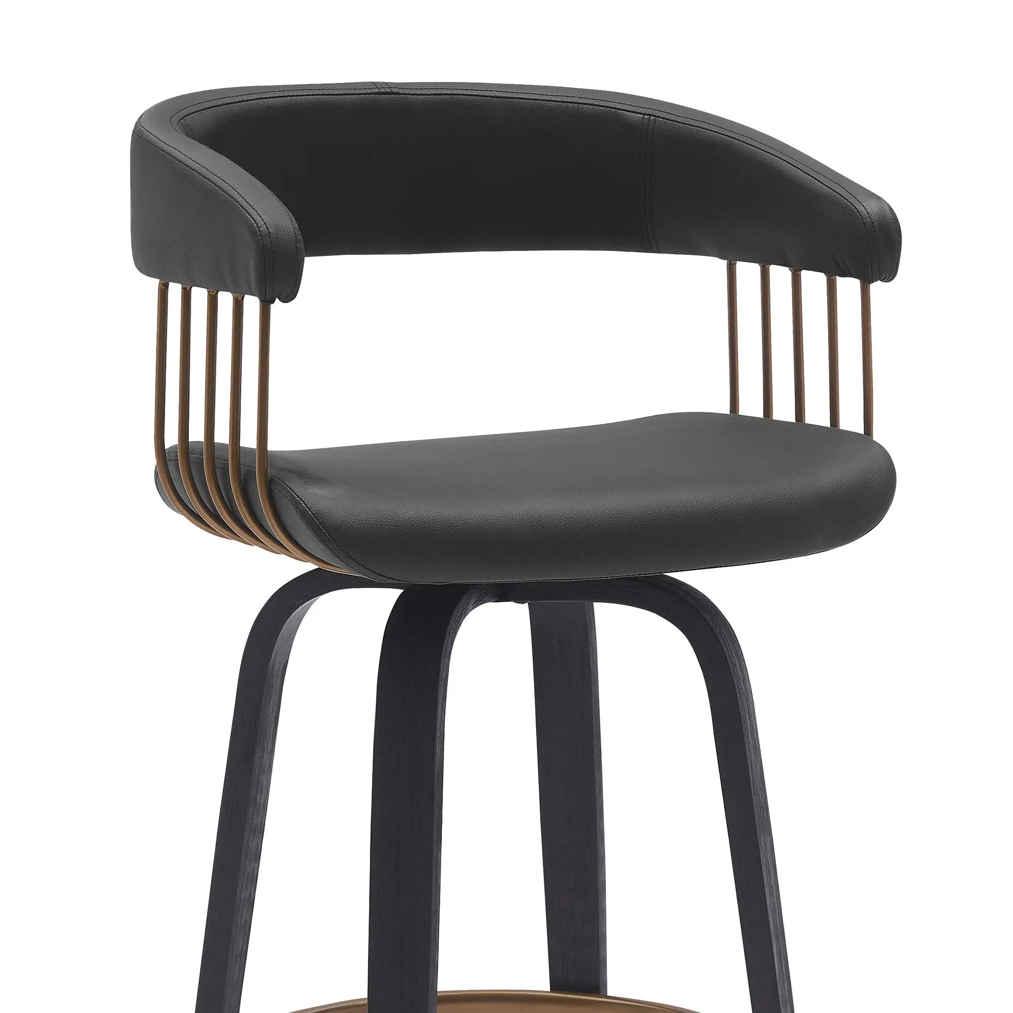 31" Black Faux Leather Swivel Bar Height Bar Chair Homeroots Living Room