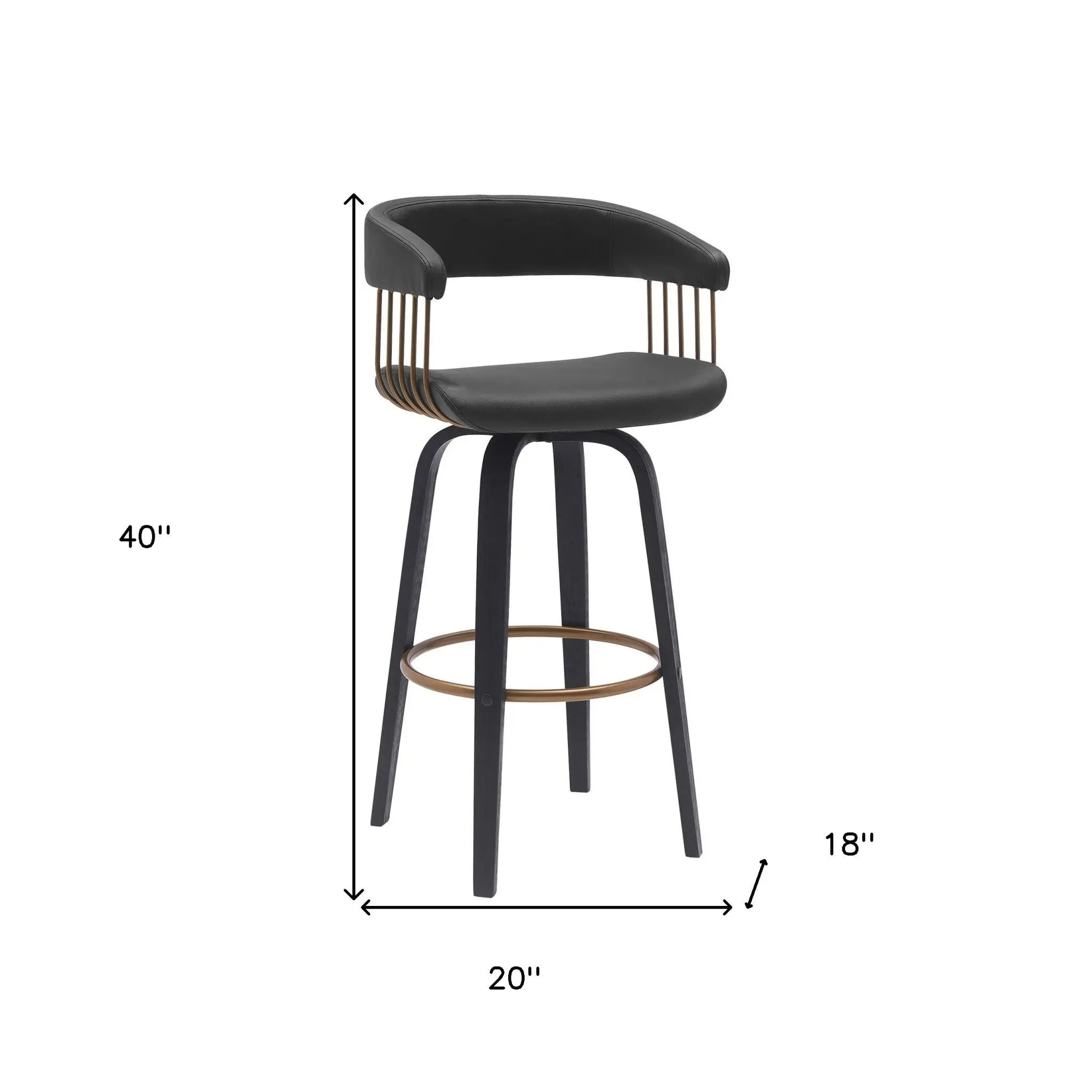 31" Black Faux Leather Swivel Bar Height Bar Chair Homeroots Living Room