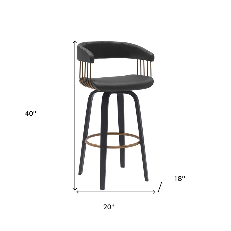 31" Black Faux Leather Swivel Bar Height Bar Chair Homeroots Living Room