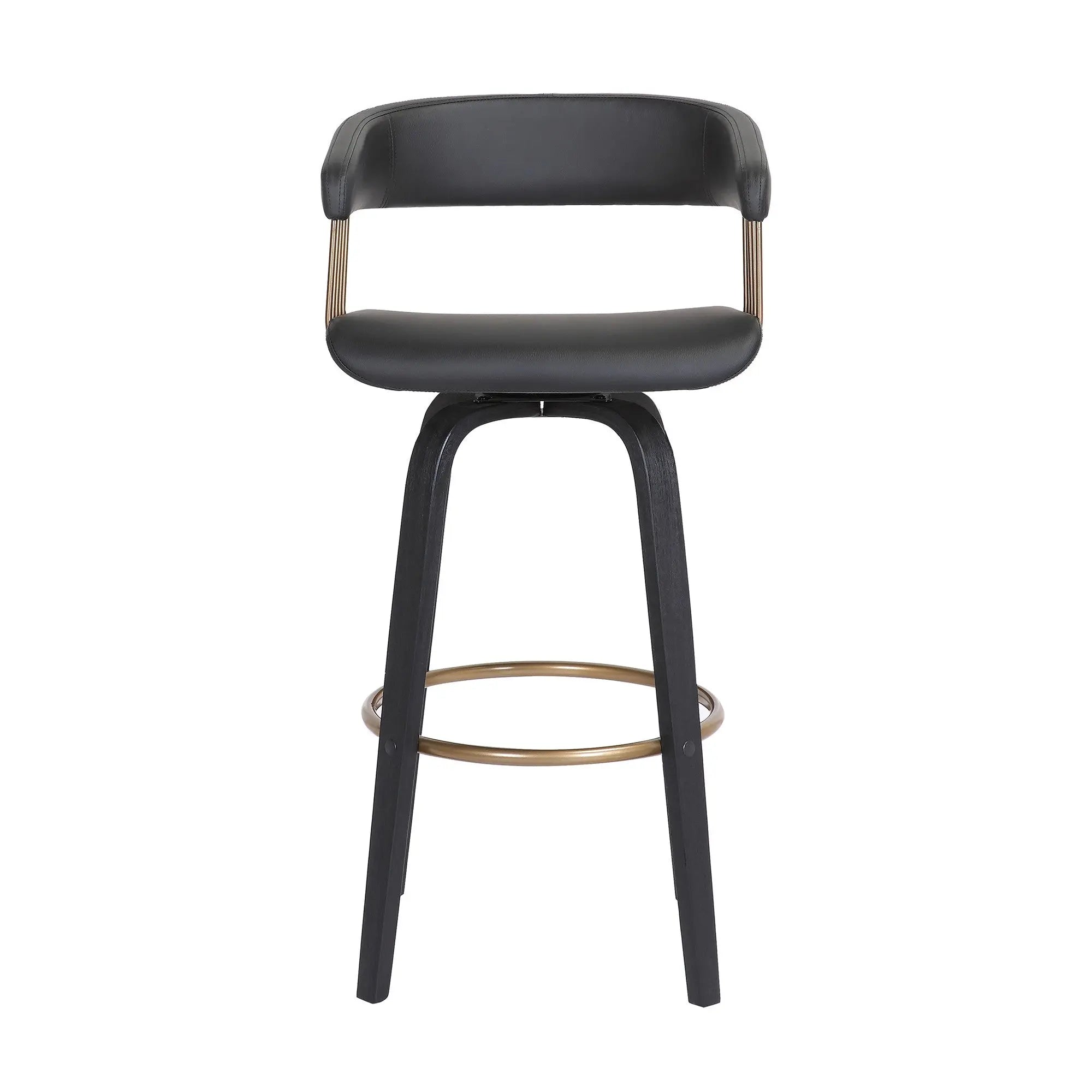 31" Black Faux Leather Swivel Bar Height Bar Chair Homeroots Living Room