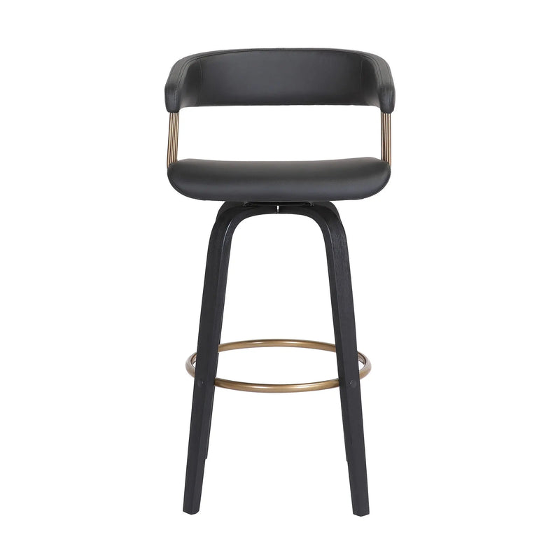 31" Black Faux Leather Swivel Bar Height Bar Chair Homeroots Living Room