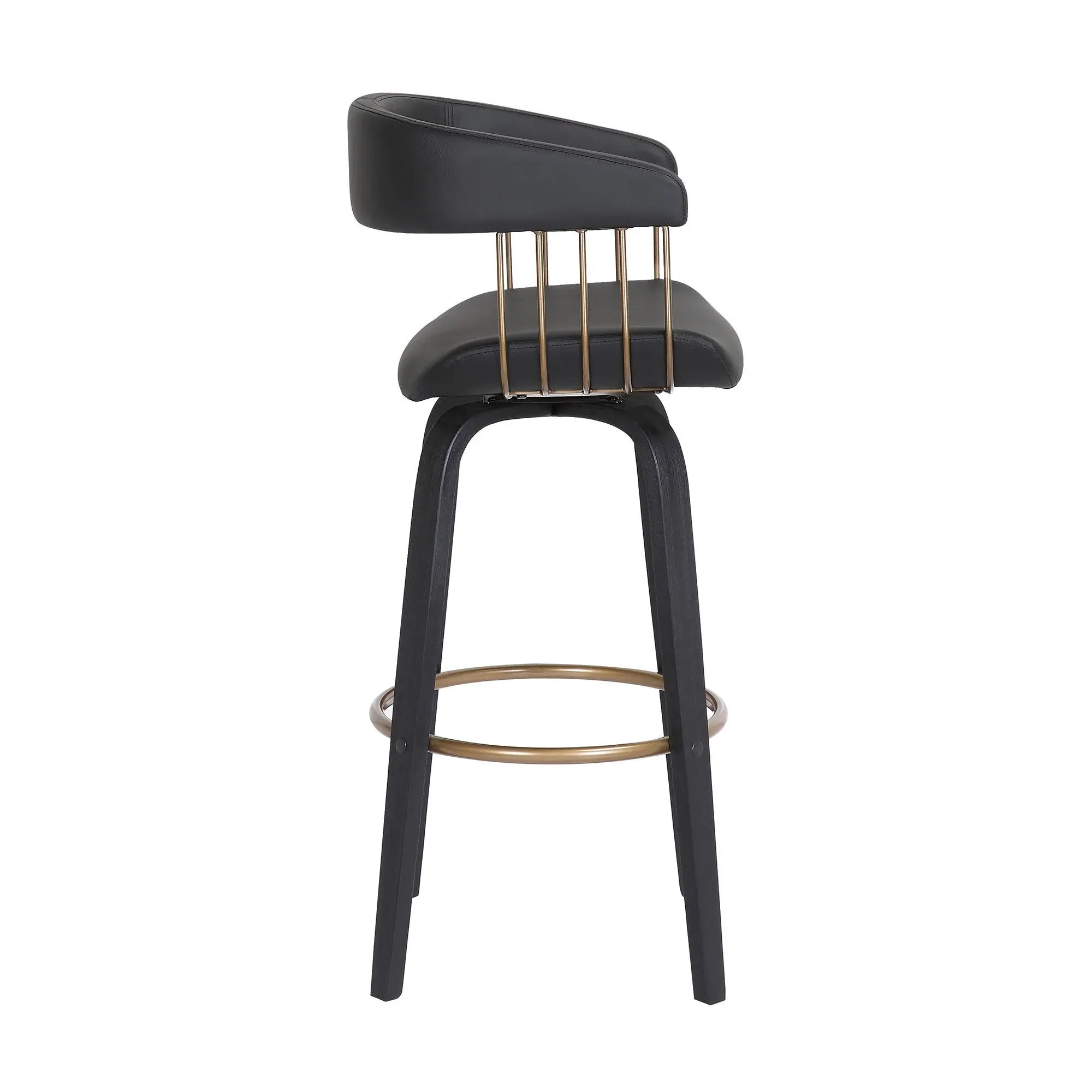 31" Black Faux Leather Swivel Bar Height Bar Chair Homeroots Living Room