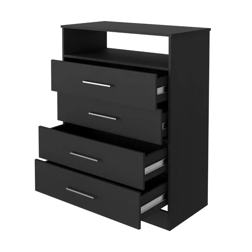 31" Black Four Drawer Vertical Dresser Homeroots Bed & Bath