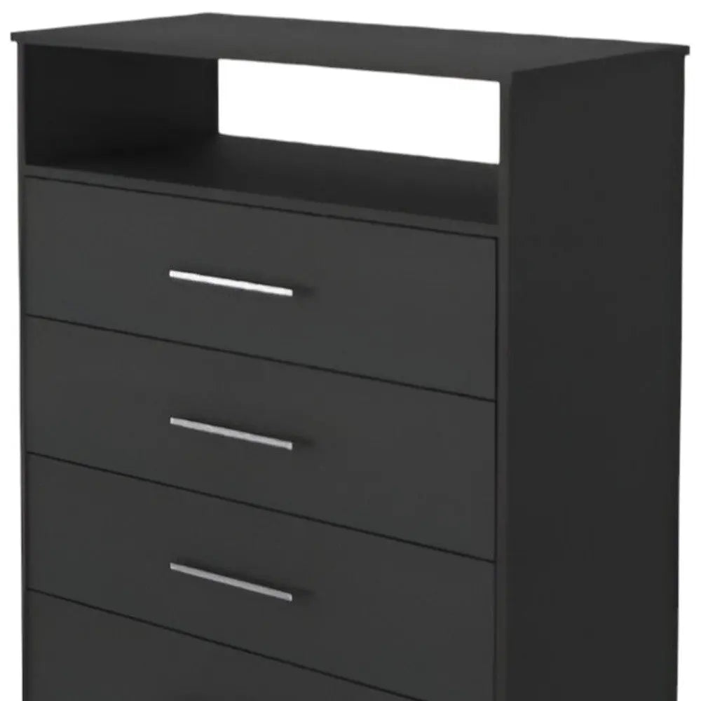 31" Black Four Drawer Vertical Dresser Homeroots Bed & Bath