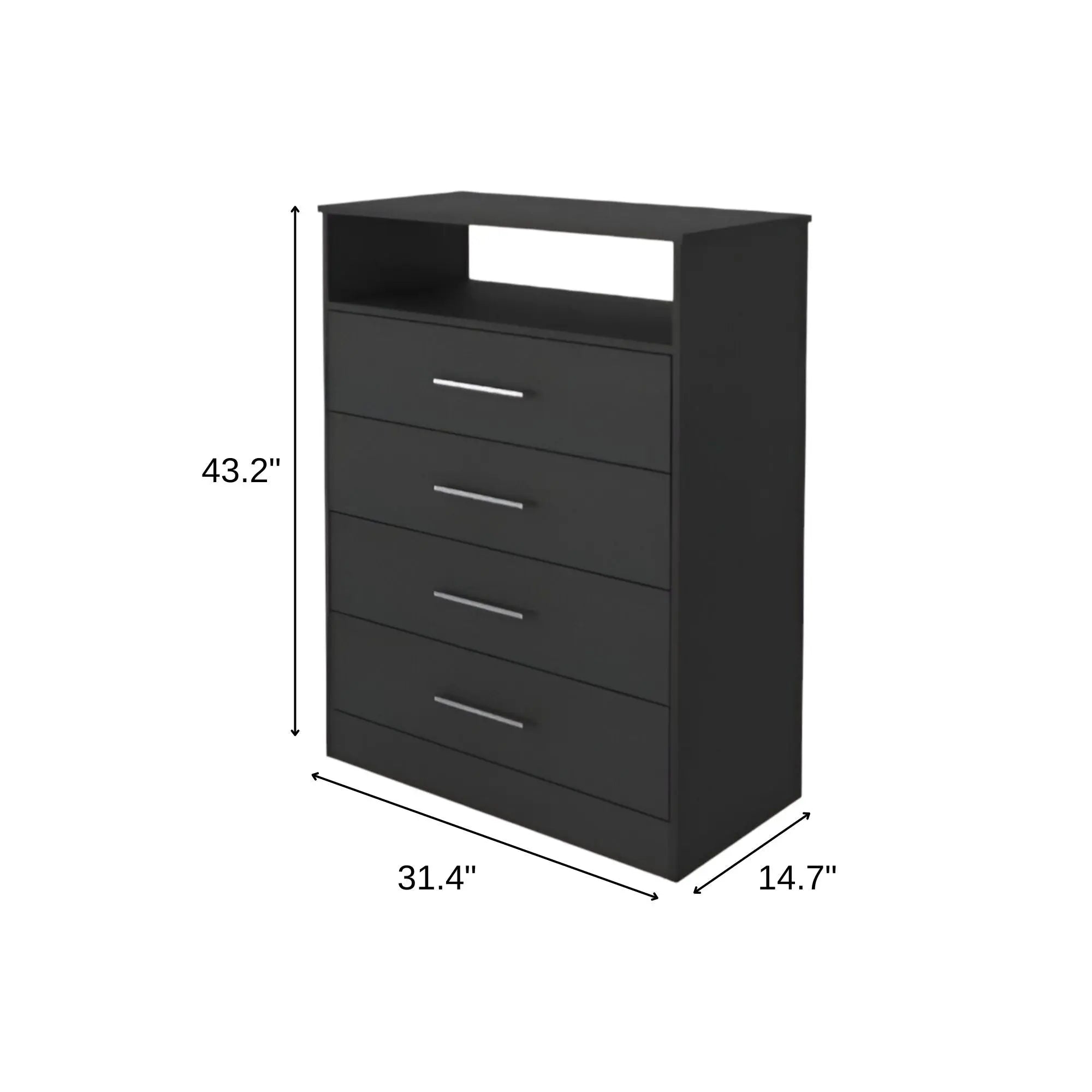31" Black Four Drawer Vertical Dresser Homeroots Bed & Bath