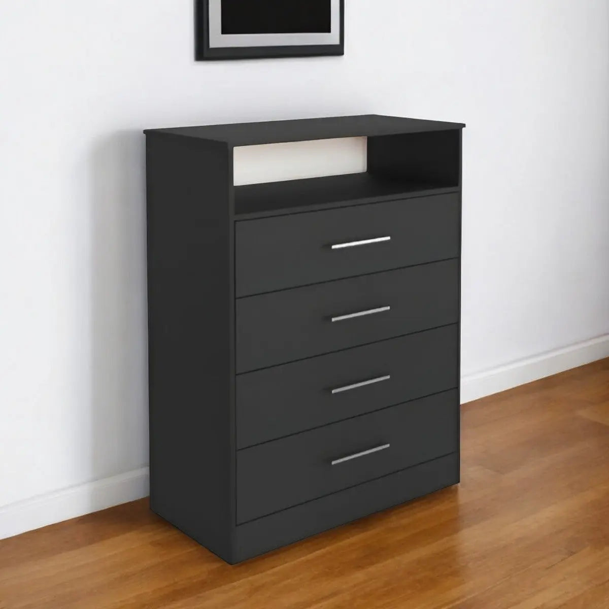 31" Black Four Drawer Vertical Dresser Homeroots Bed & Bath