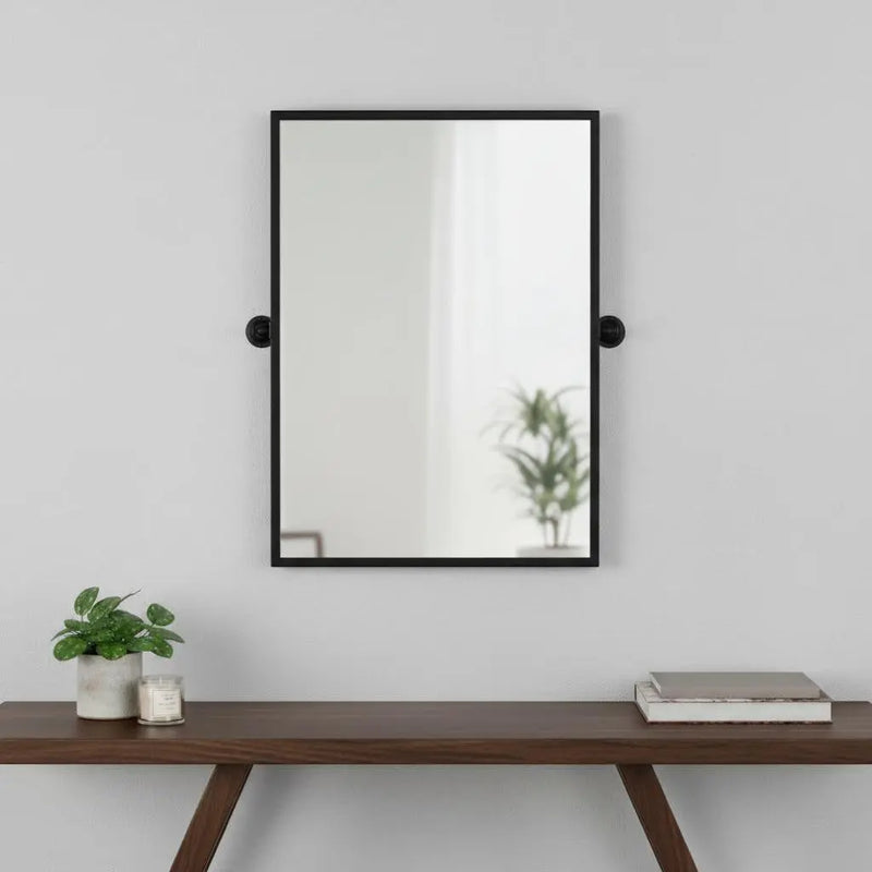 31" Black Metal Tilting Framed Accent Mirror Homeroots Bed & Bath