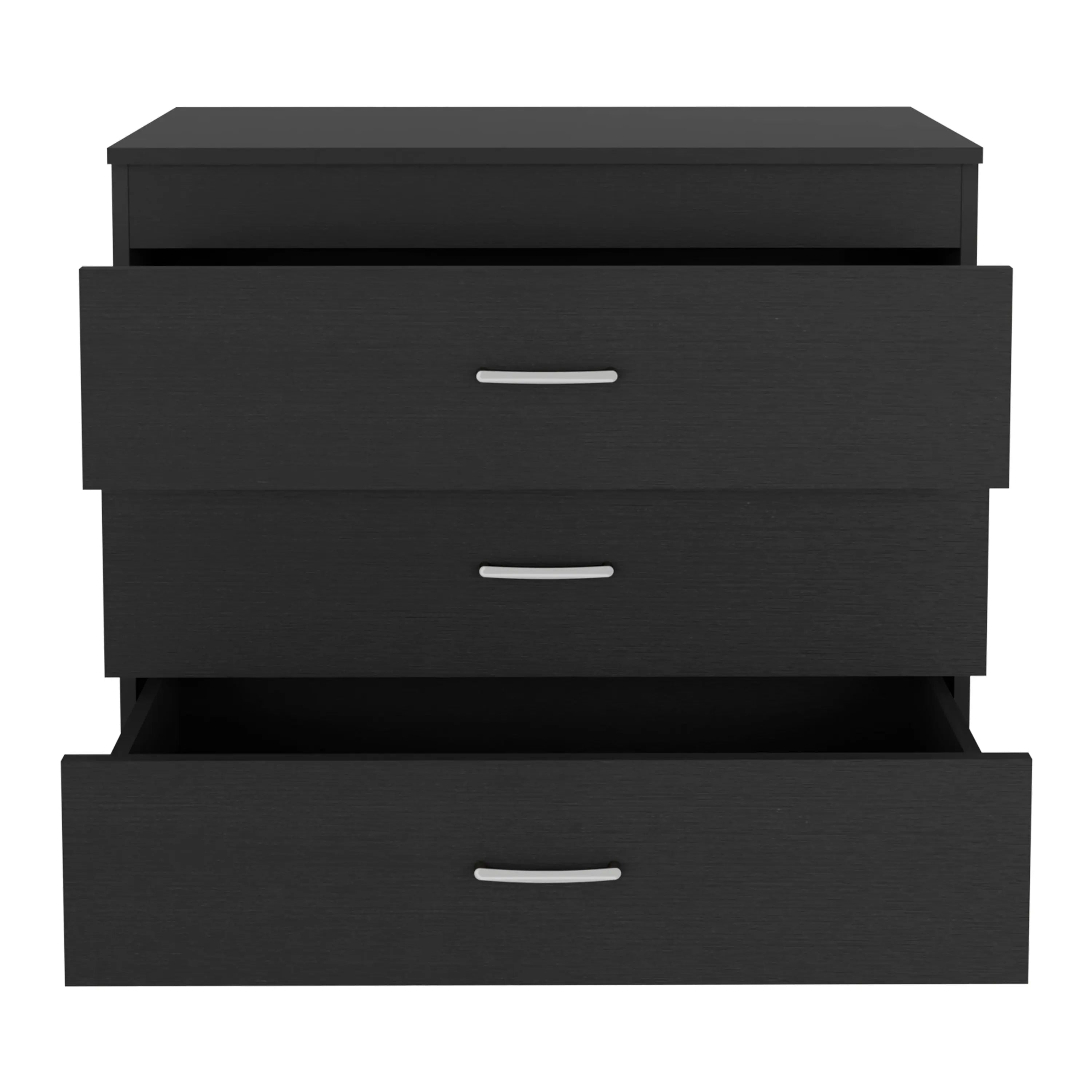 31" Black Wood Three Drawer Dresser Homeroots Bed & Bath