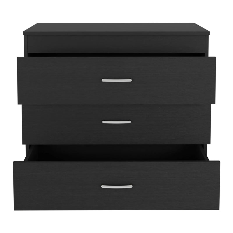 31" Black Wood Three Drawer Dresser Homeroots Bed & Bath