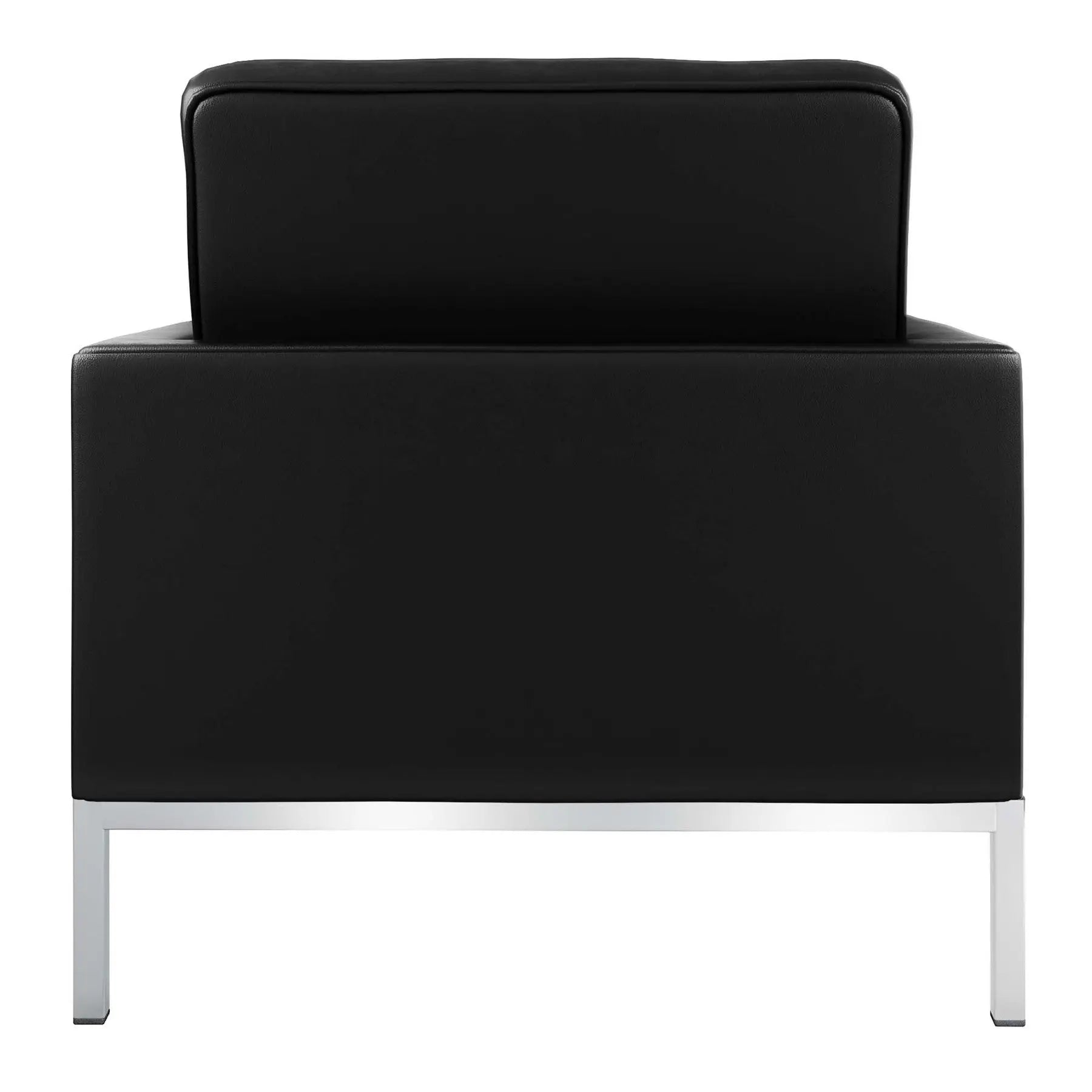 31" Black and Silver Italian Leather Tufted Club Chair Homeroots Living Room