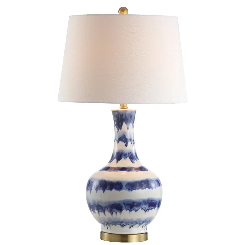 31" Blue White And Gold Novelty Table Lamp With Globe Shade Homeroots Lighting