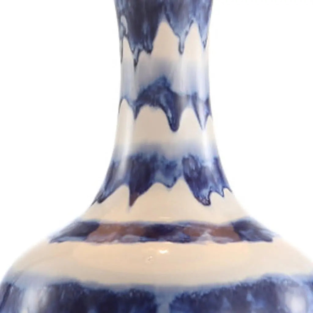 31" Blue White And Gold Novelty Table Lamp With Globe Shade Homeroots Lighting