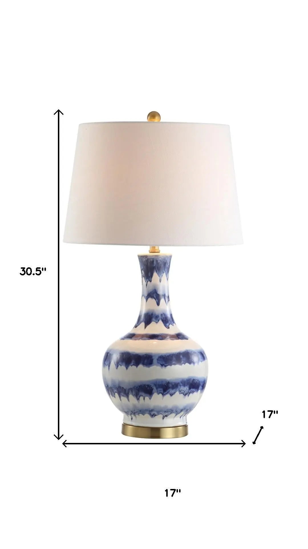31" Blue White And Gold Novelty Table Lamp With Globe Shade Homeroots Lighting