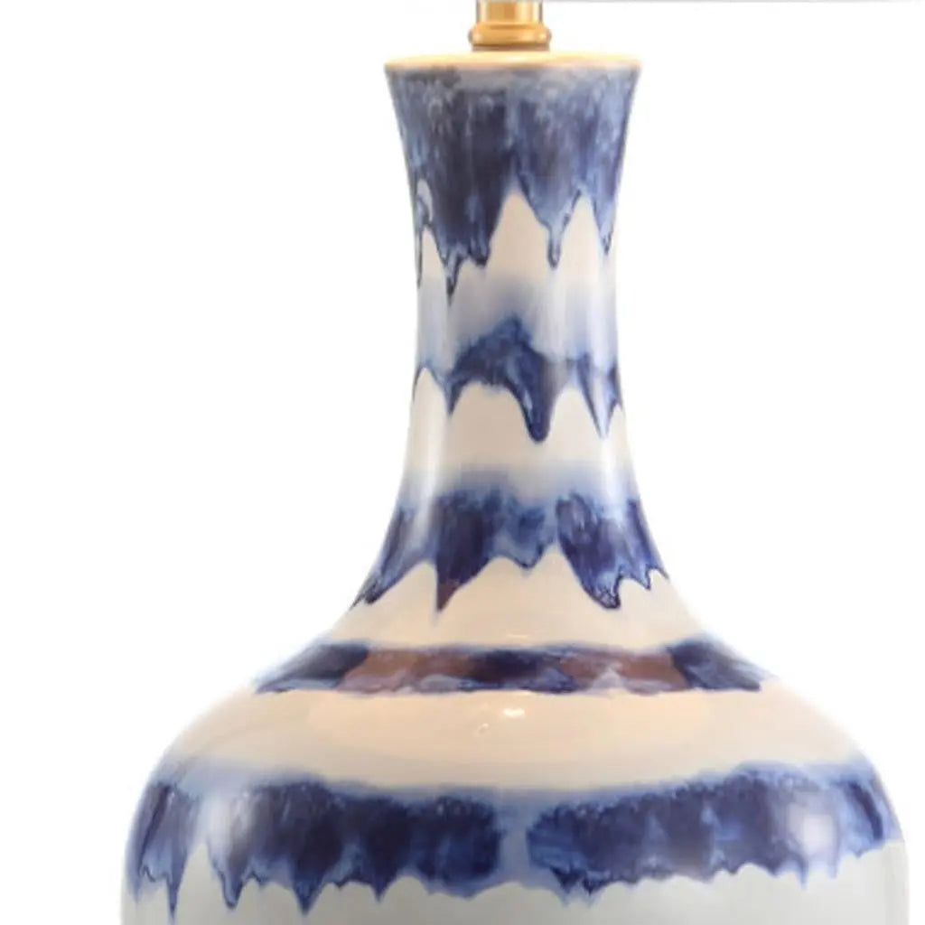 31" Blue White And Gold Novelty Table Lamp With Globe Shade Homeroots Lighting