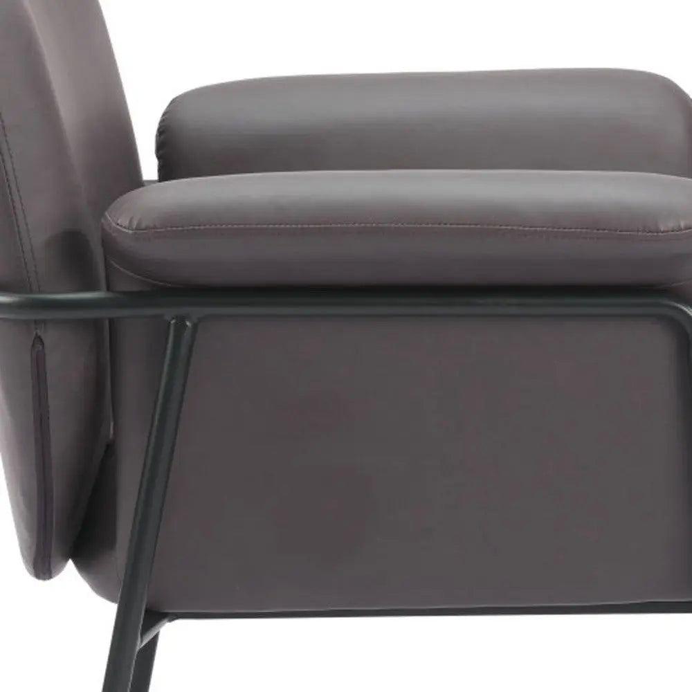 31" Brown And Black Faux Leather And Faux Leather Arm Chair Homeroots Living Room