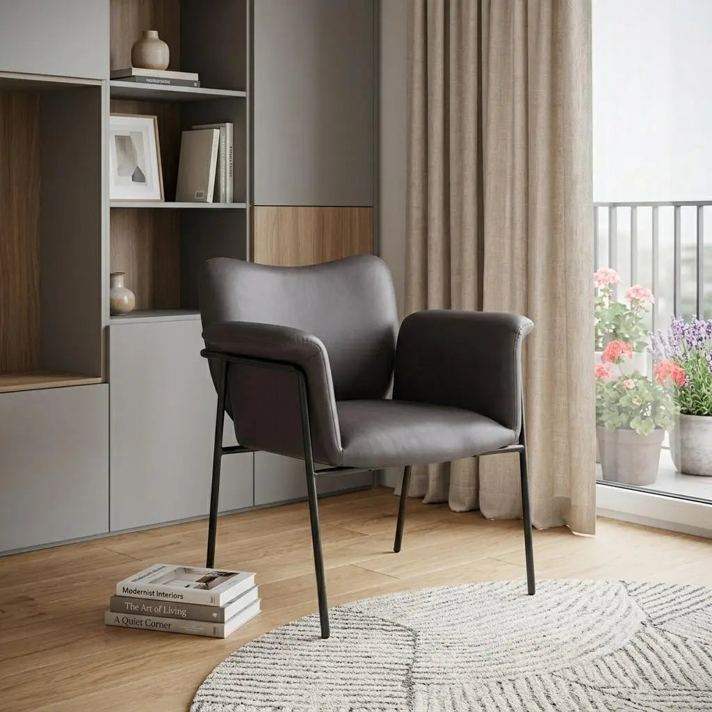 31" Brown And Black Faux Leather And Faux Leather Arm Chair Homeroots Living Room