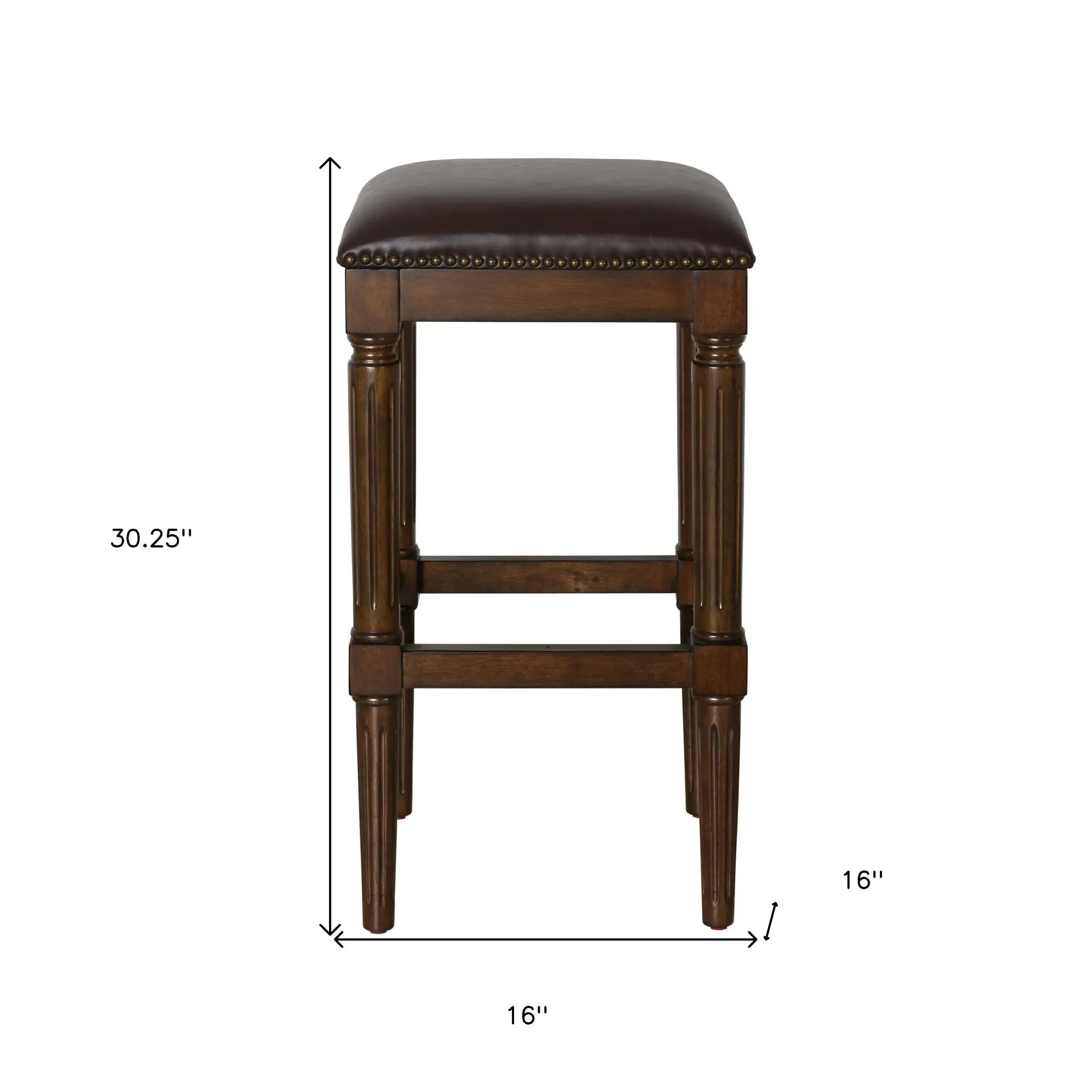 31" Brown And Dark Brown Solid Wood Backless Bar Height Bar Chair Homeroots Living Room