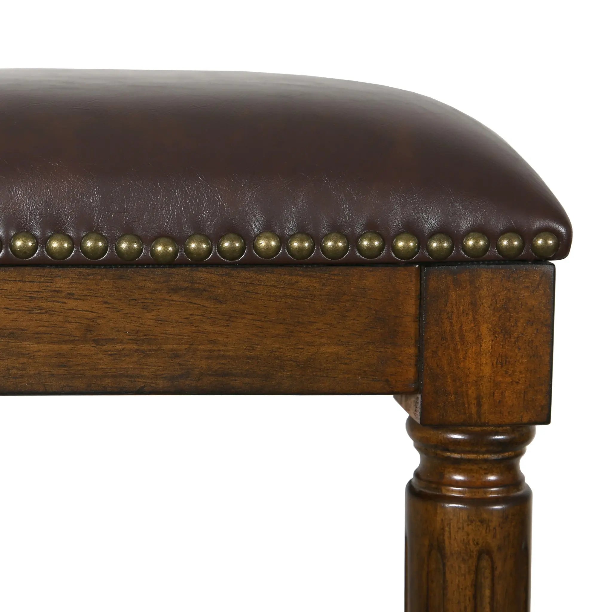 31" Brown And Dark Brown Solid Wood Backless Bar Height Bar Chair Homeroots Living Room