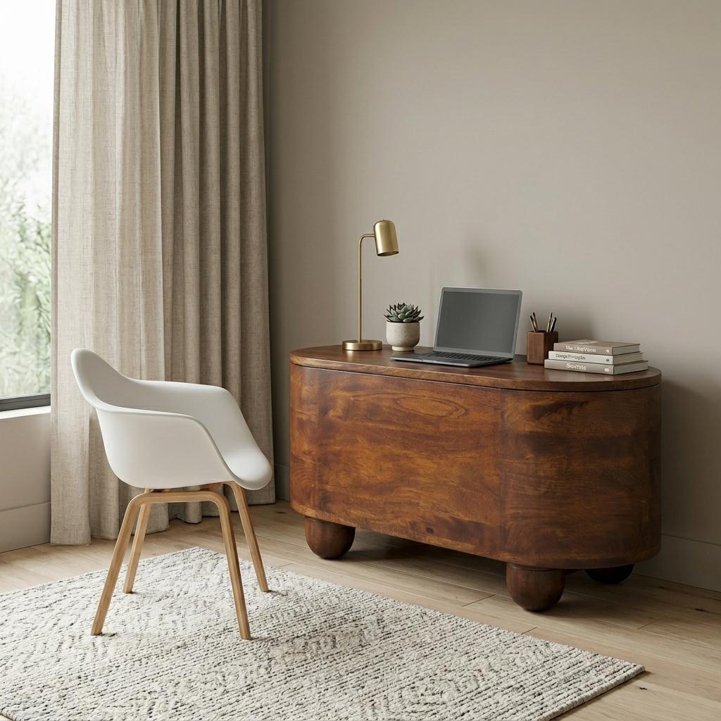 31" Brown Solid Wood Standing Desk With 15 Homeroots Office