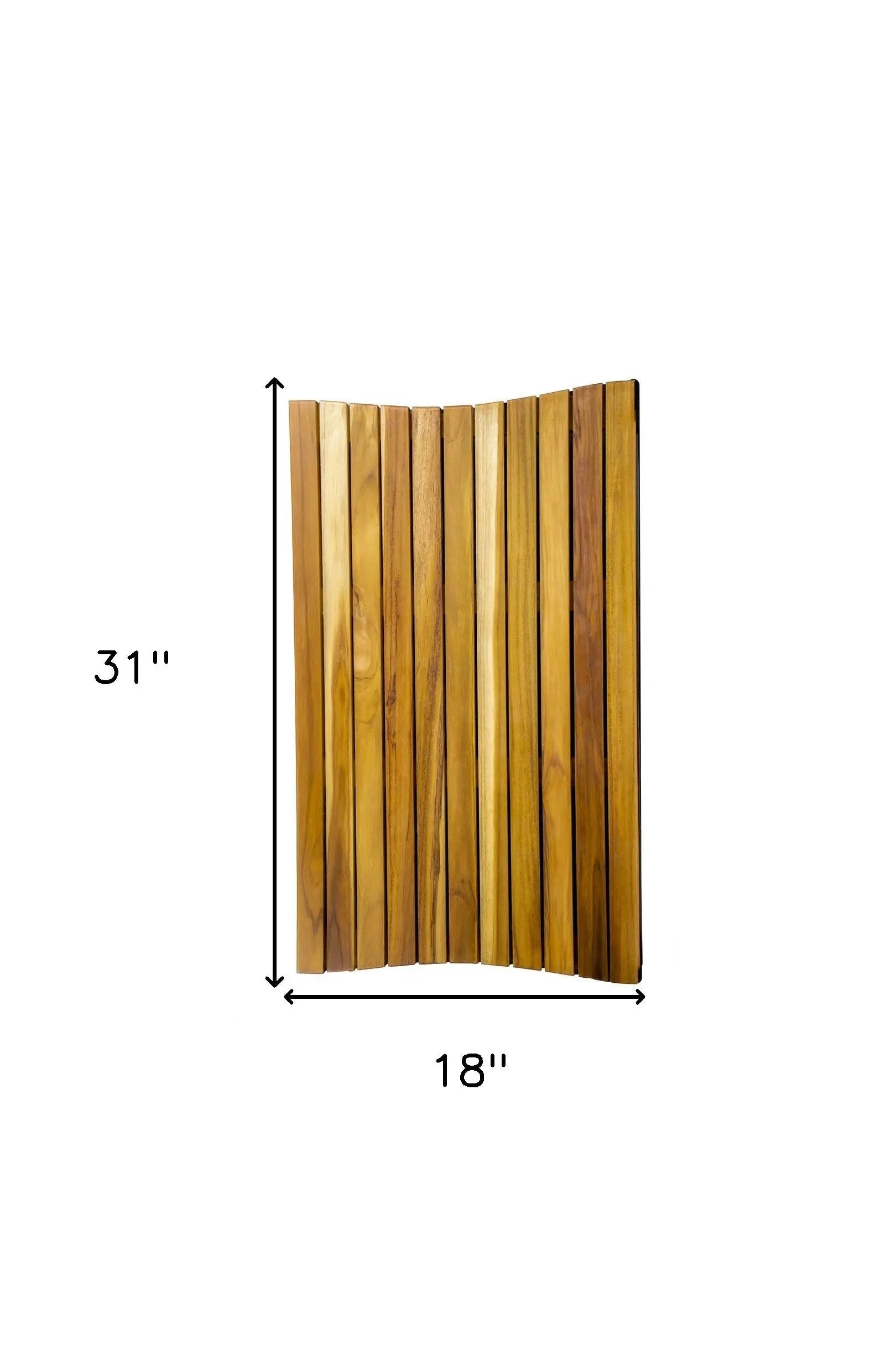 31" Brown Teak Slat Non Slip Bath Mat Homeroots Bed & Bath