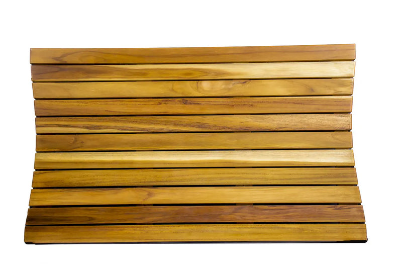 31" Brown Teak Slat Non Slip Bath Mat Homeroots Bed & Bath