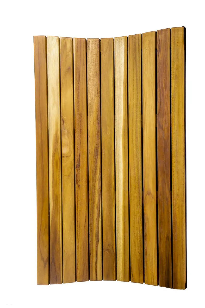 31" Brown Teak Slat Non Slip Bath Mat Homeroots Bed & Bath