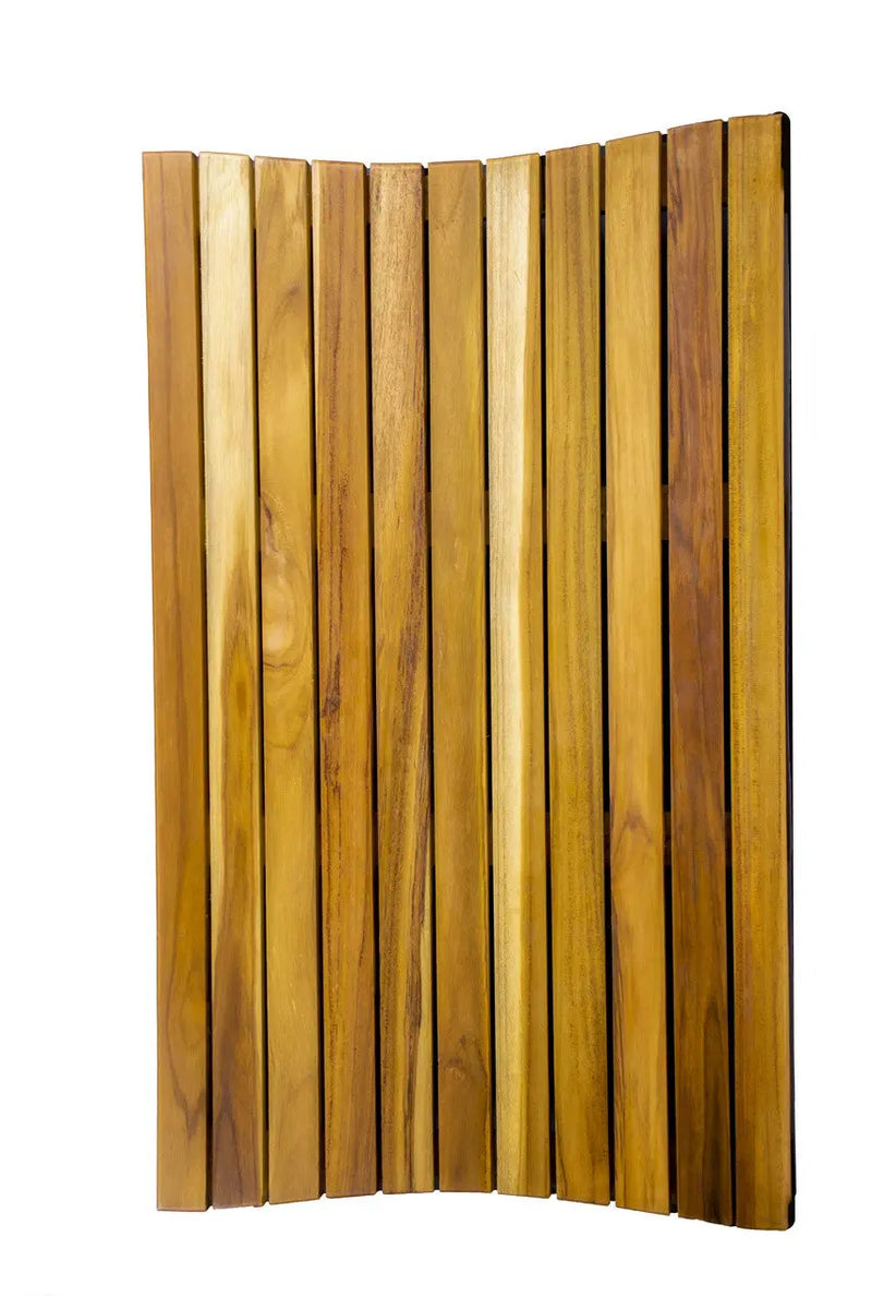 31" Brown Teak Slat Non Slip Bath Mat Homeroots Bed & Bath