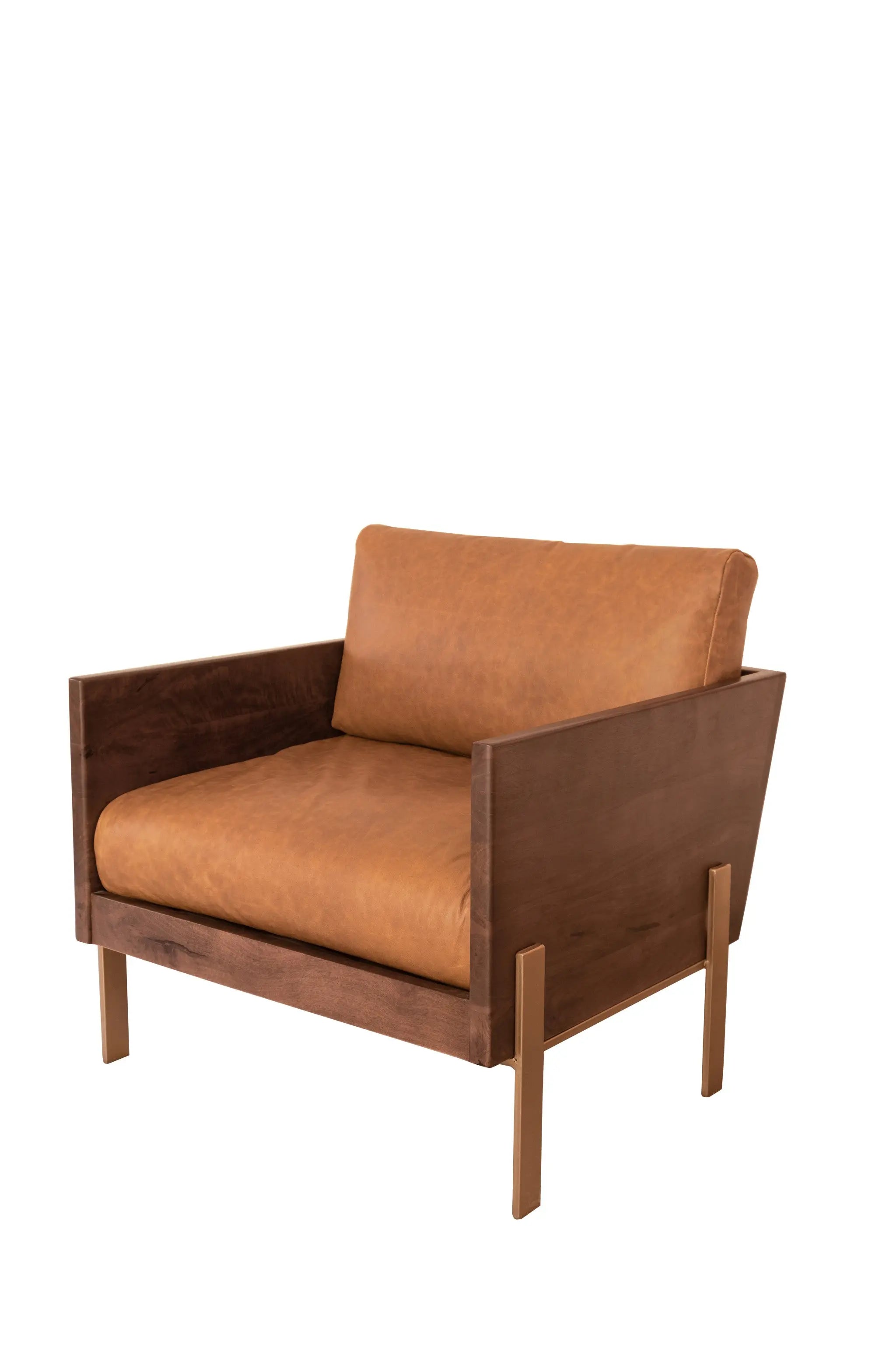 31" Brown Top Grain Leather And Solid Wood Arm Chair Homeroots Living Room