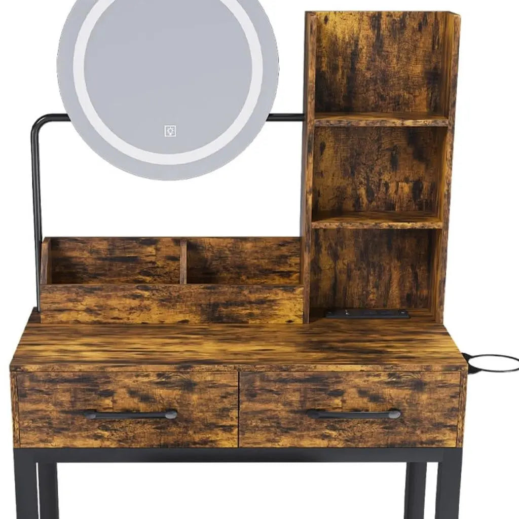31" Brown Wood Mirrored Vanity Table Homeroots Living Room