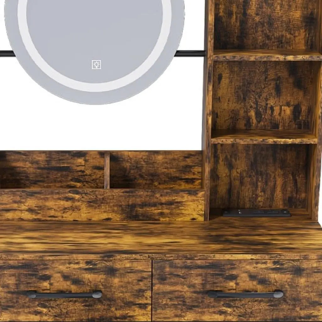 31" Brown Wood Mirrored Vanity Table Homeroots Living Room