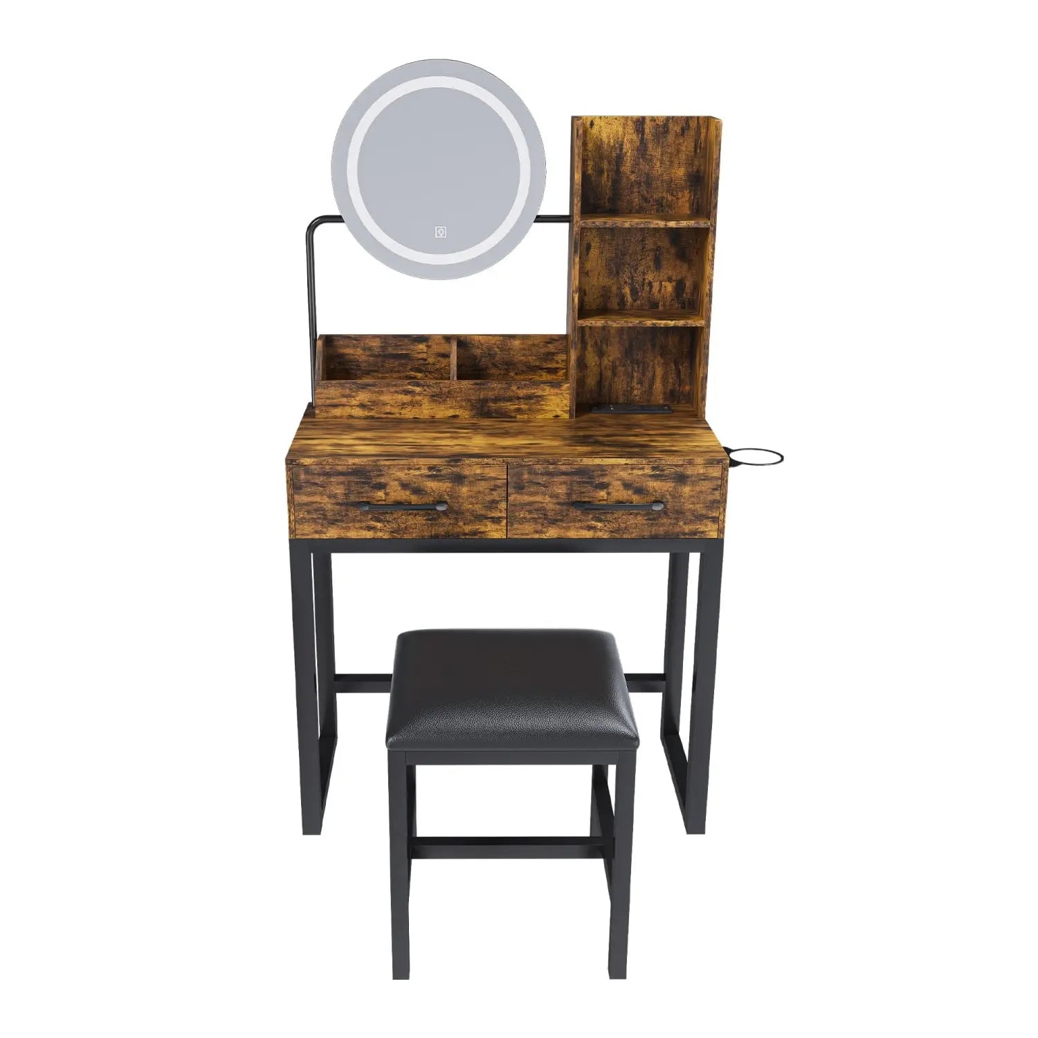 31" Brown Wood Mirrored Vanity Table Homeroots Living Room