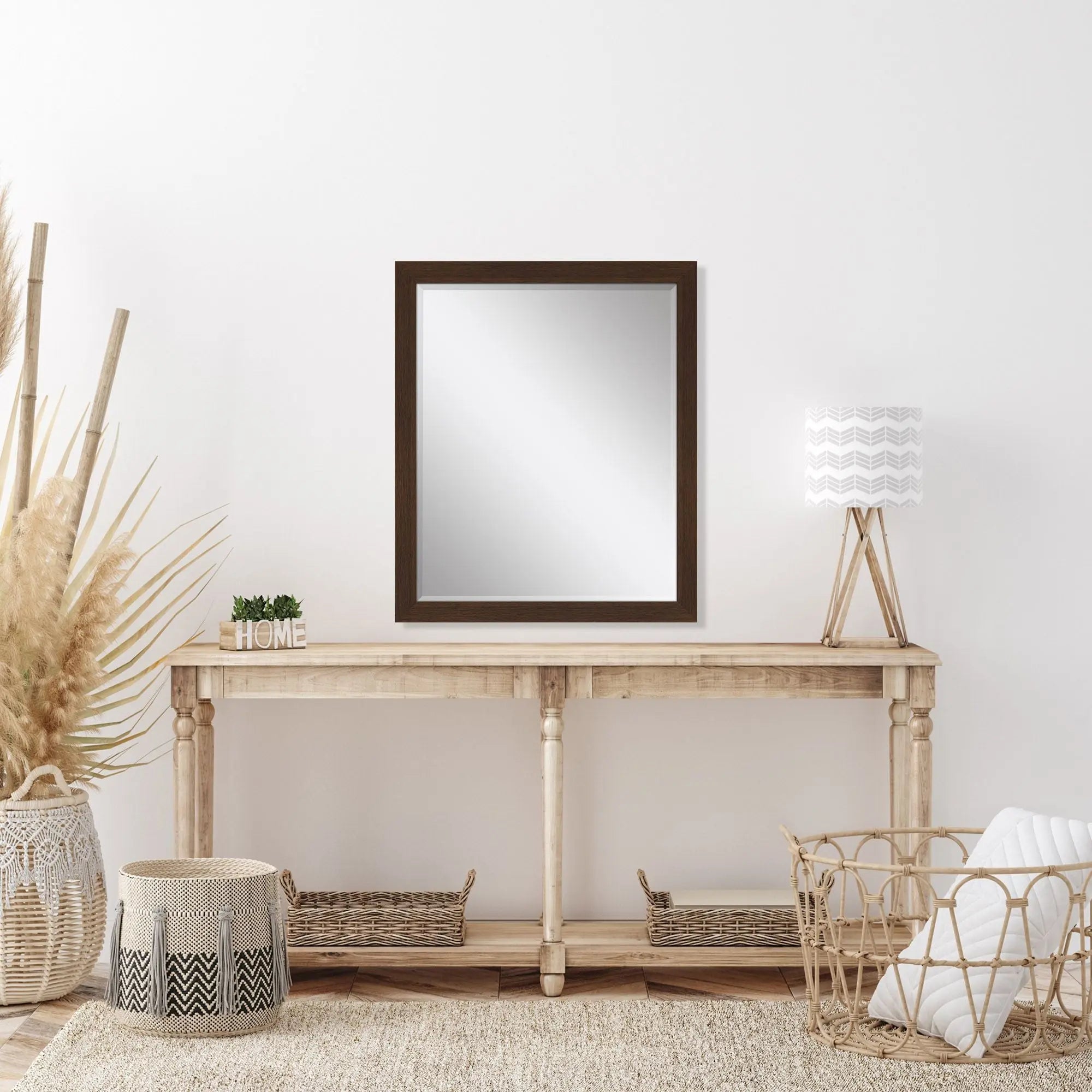 31" Dark Brown Framed Accent Mirror Homeroots Bed & Bath