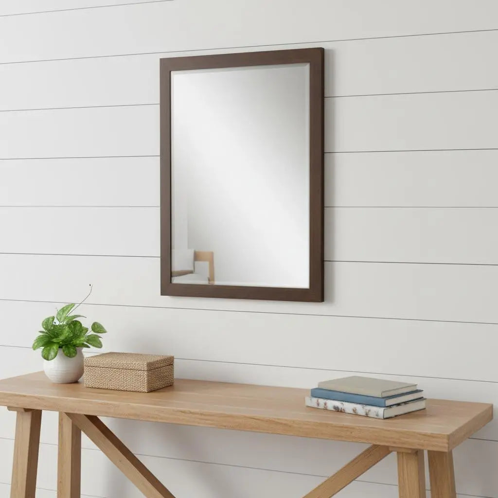 31" Dark Brown Framed Accent Mirror Homeroots Bed & Bath