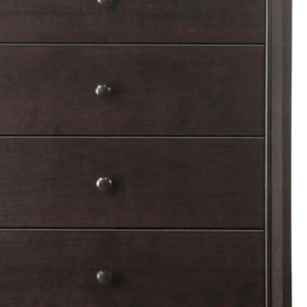 31" Espresso Solid Wood Five Drawer Dresser - GreatEagleInc