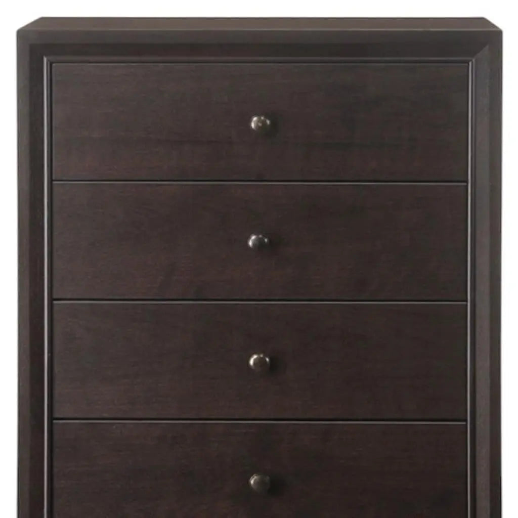 31" Espresso Solid Wood Five Drawer Dresser - GreatEagleInc