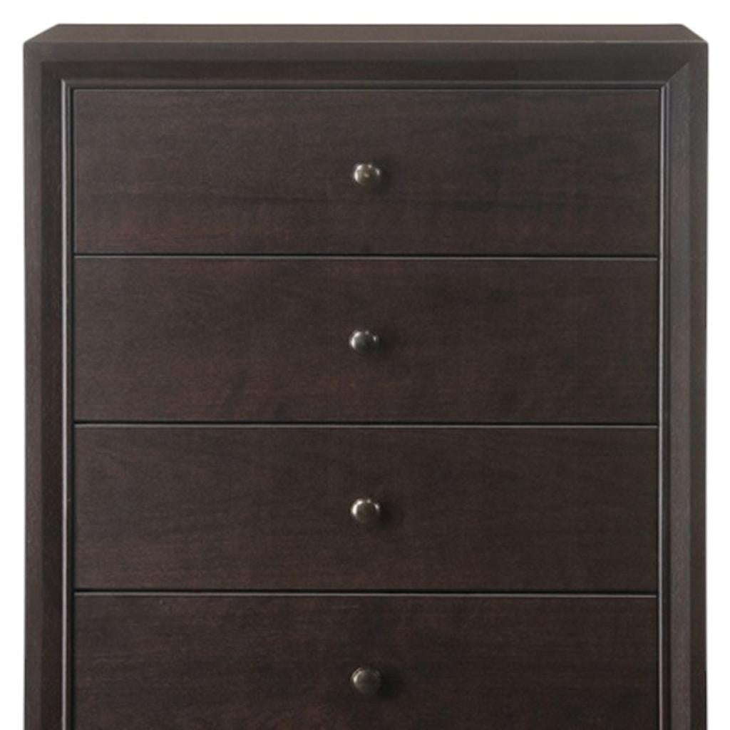31" Espresso Solid Wood Five Drawer Dresser - GreatEagleInc